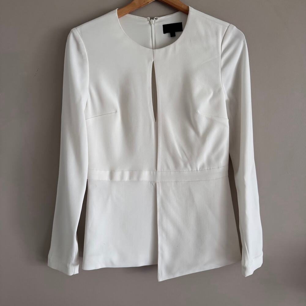 Intermix White Long Sleeve Keyhole Blouse Size Small